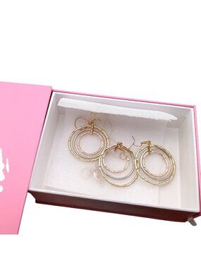 Park Lane Bamboo Jewelry Set Pendant Necklace and Hoop Earrings Set in Gold